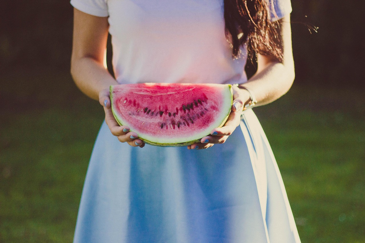 watermelon, fruit, female, hands, person, holding, slice, nature, cut, ripe, summer, fresh