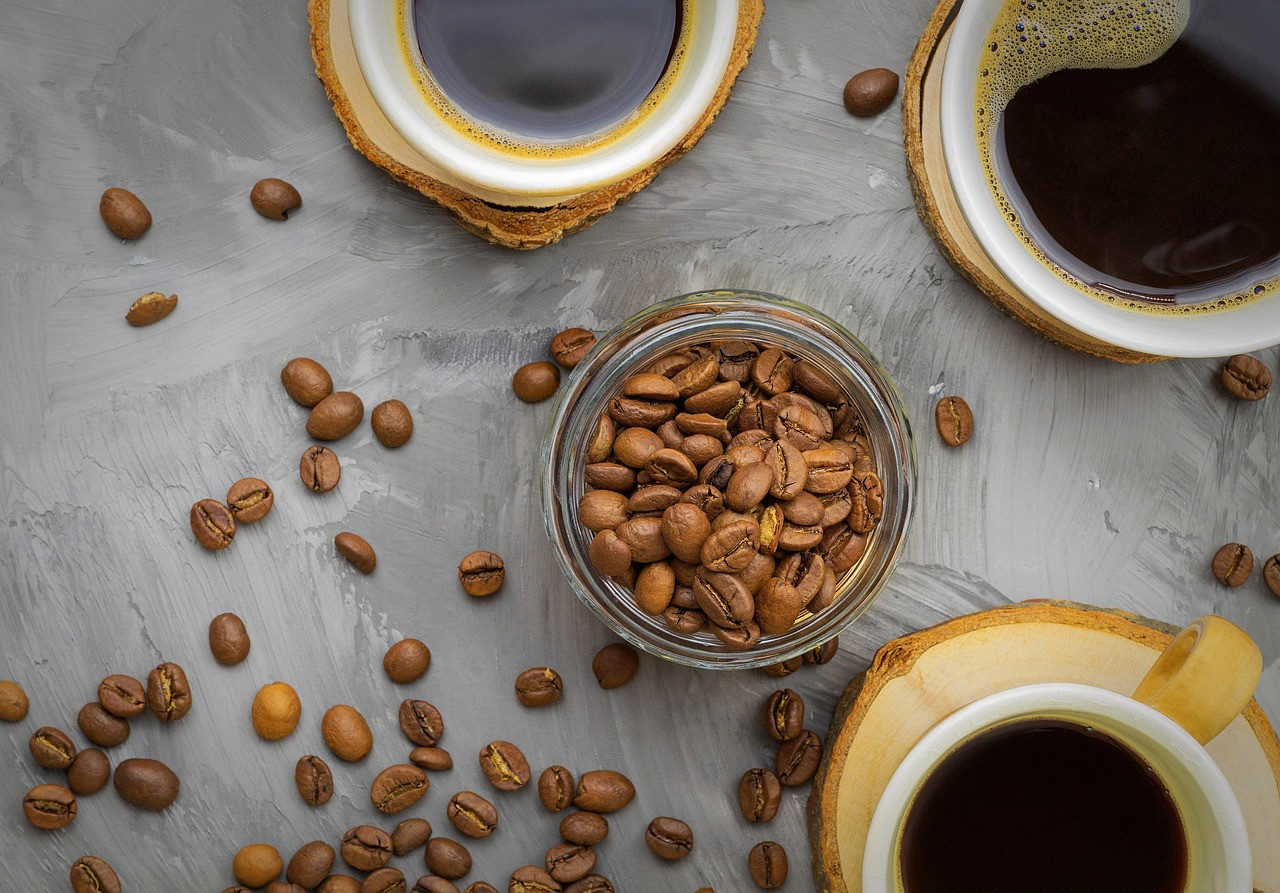 coffee, drink, caffeine, coffee beans, flatlay, cafe, calorie, espresso, ingredient, isolated, flavor