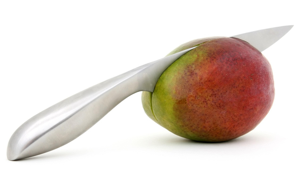 blade, breakfast, cookery, cooking, food, fresh, fruit, green, ingredient, knife, mango, peel, cut, slice, stainless steel, ripe, mango, mango, mango, mango, mango