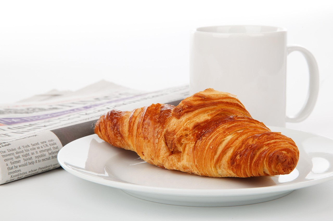 bread, croissant, food, breakfast, cup, mug, drink, beverage, newspaper, snack, baked, tasty, delicious, bread, bread, croissant, croissant, croissant, breakfast, breakfast, breakfast, breakfast, breakfast, newspaper