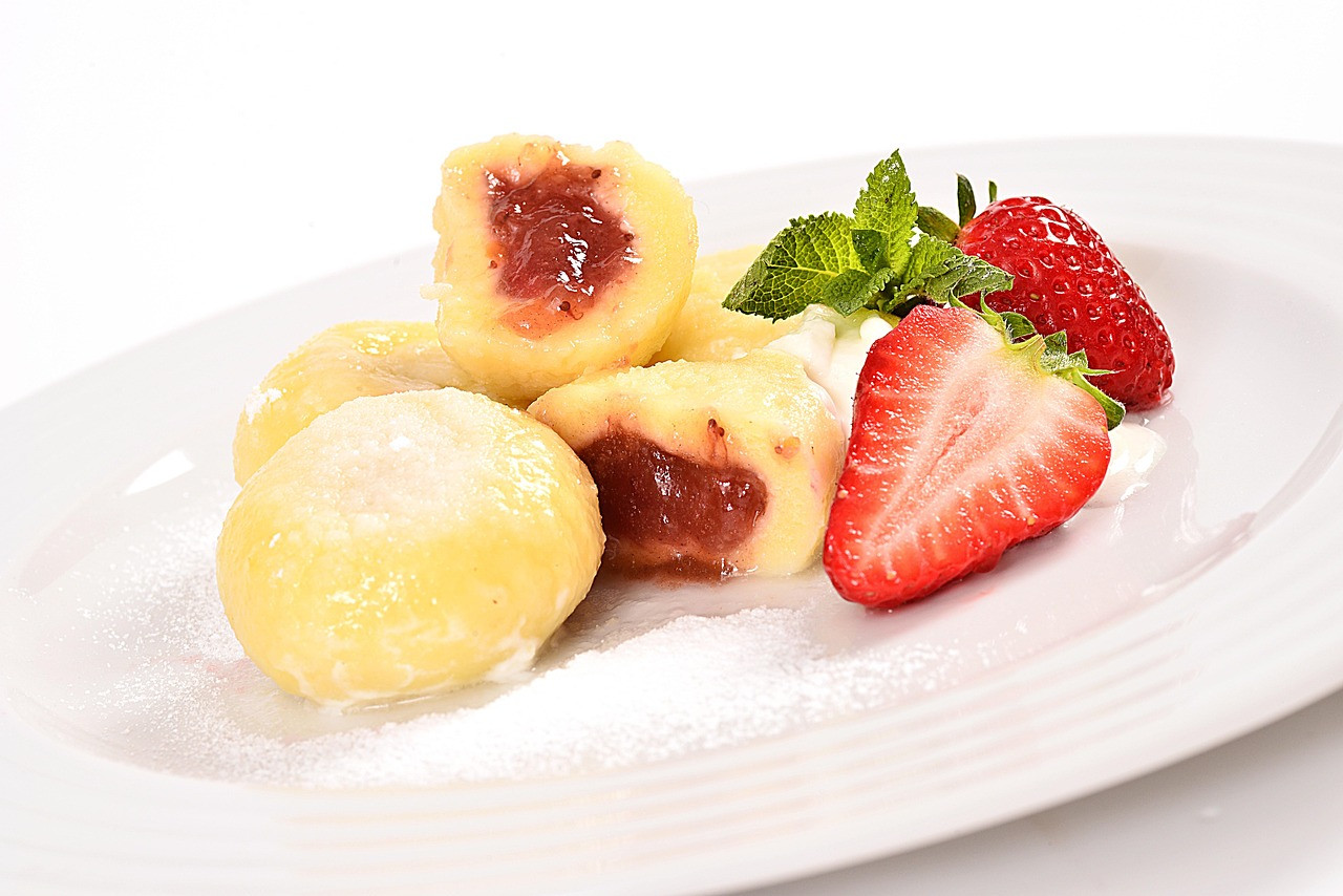 plate, strawberries, dumpling, sweet, food, nature, summer