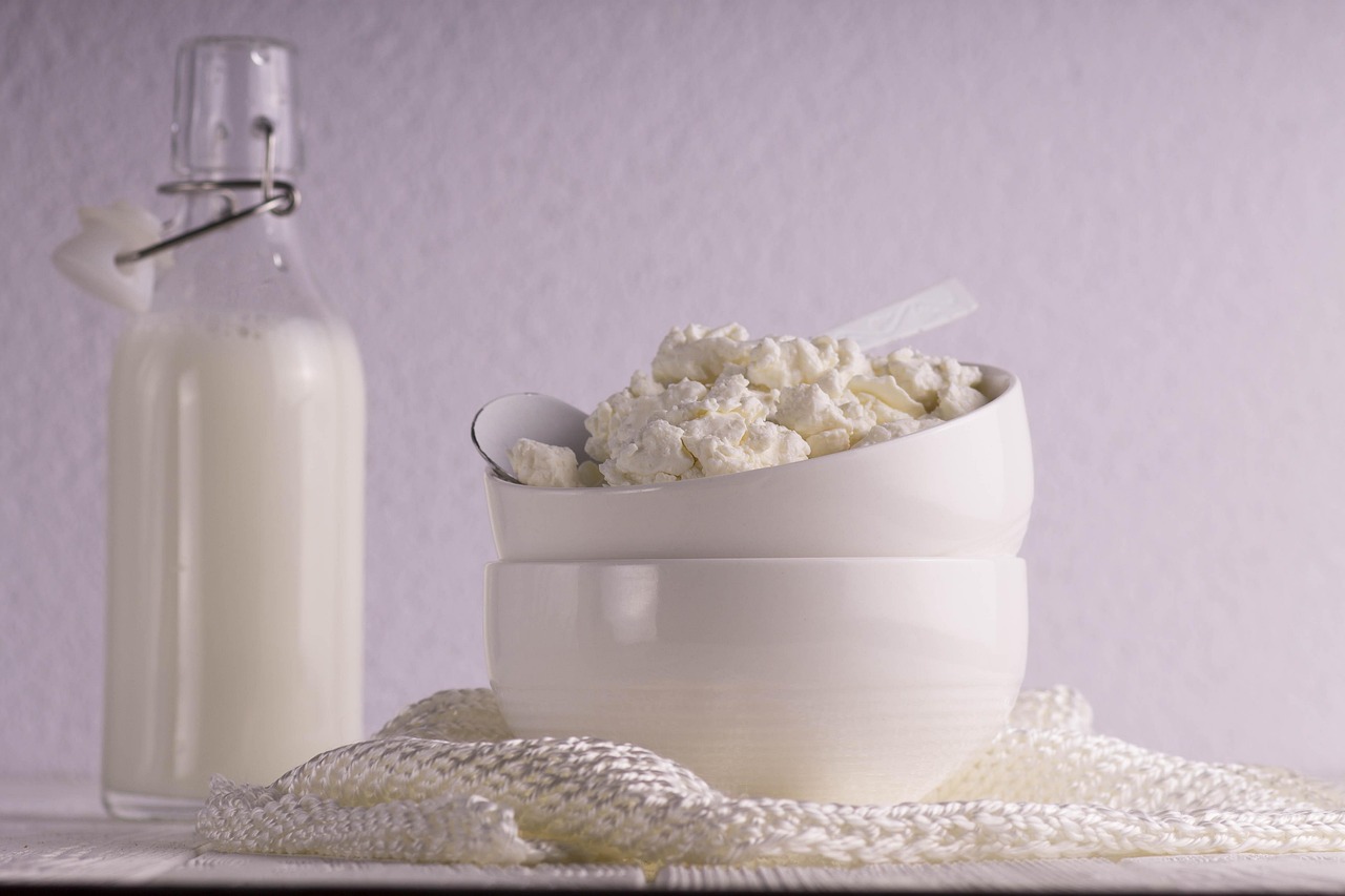 table, milk, cottage cheese, breakfast, cottage cheese, cottage cheese, cottage cheese, cottage cheese, cottage cheese