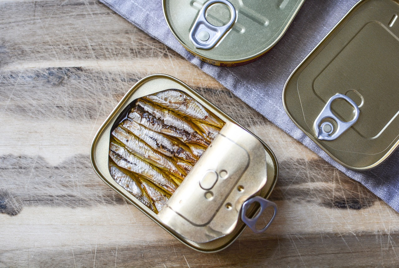 fish, nature, can, metallic, aluminum, container, storage, sprats, sardines, omega 3, fish oil
