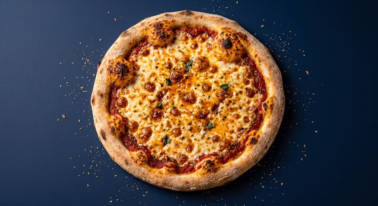 pizza, margherita, ser, sos pomidorowy, bazylia, drewniany stół, pieczony, chrupiący, włoski, fast food, serowy, pikantny, pyszny, lunch, kolacja, gorący, posyp, kulinarisch, sezonowy