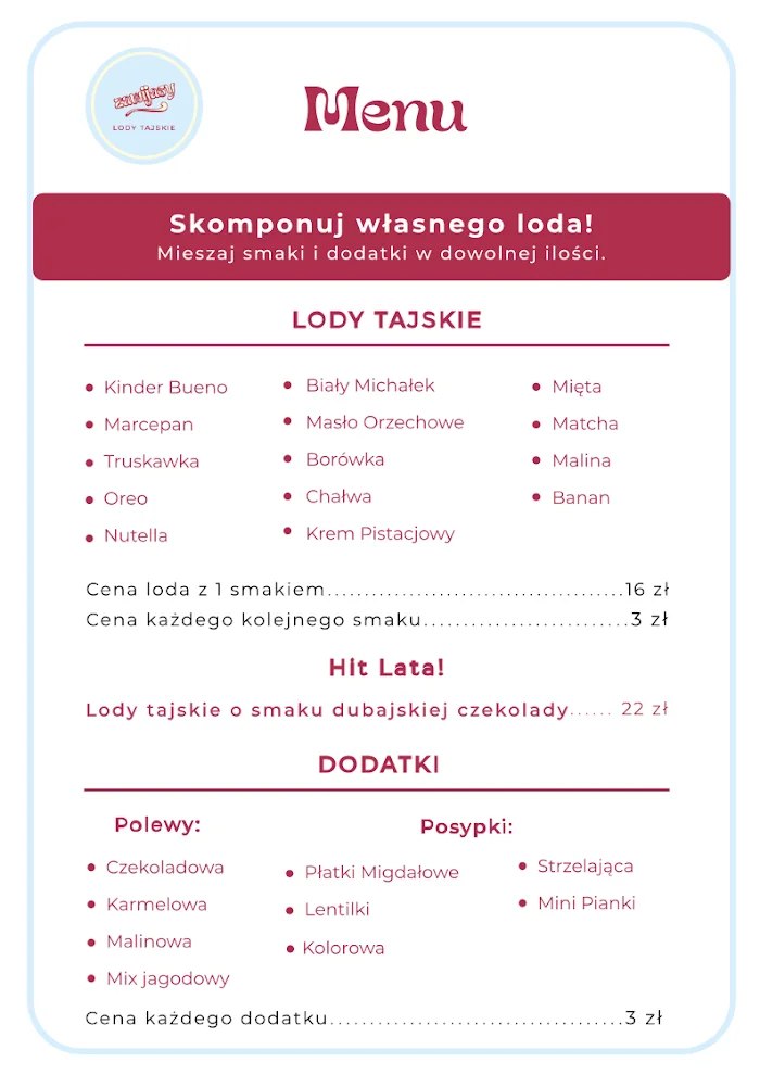 Lody Tajskie Zawijasy - Restauracja Kołobrzeg